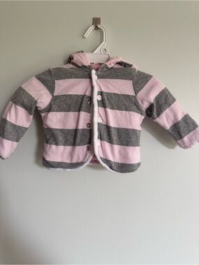 Burt’s Bees Organic Cotton Reversible Striped and Floral Hooded Baby Jacket